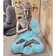 Medelstor Buddhastaty i Turkos & Guld - Bön - 1.2m