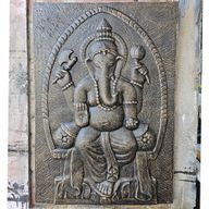 Stor Relief med Ram i Antik Guld - Ganapati - 0.7x1m