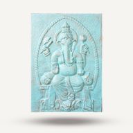 Stor Relief med Ram i Turkos - Ganapati - 0.7x1m