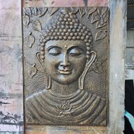 Stor Relief med Ram i Antik Guld - Buddha - 0.7x1m