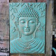 Stor Relief med Ram i Turkos - Buddha - 0.7x1m