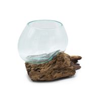 Smält Glas på Trä - Mellanstor Skål