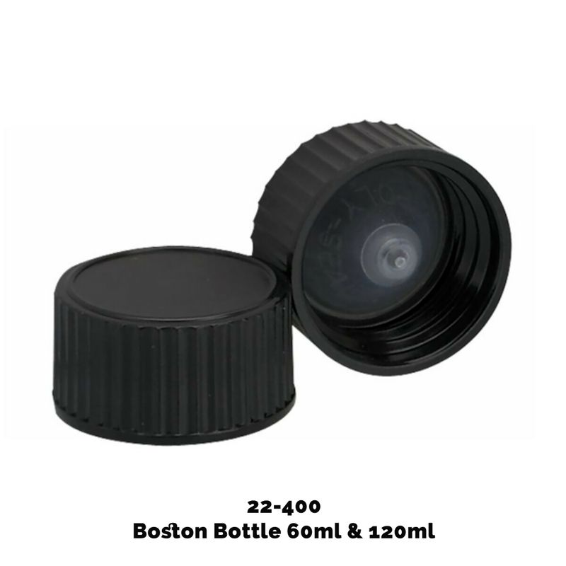 Kapsyl till Bärnstensfärgad Boston-flaska (120ml) - Svart Plast 22-400mm