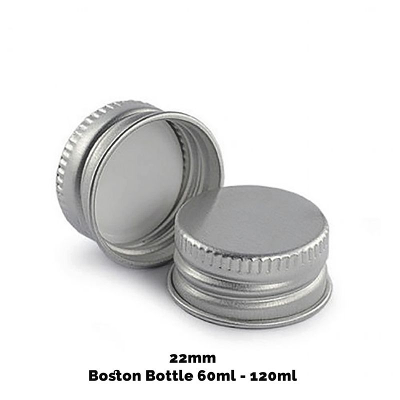 Kapsyl till Bärnstensfärgad Boston-flaska (120ml) - Aluminum Silver 22mm