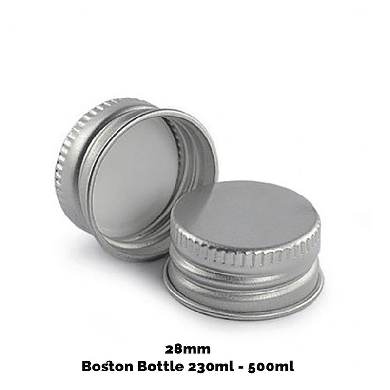 Kapsyl till Bärnstensfärgad Boston-flaska (230ml & 500ml) - Aluminum Silver 28mm