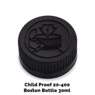 Kapsyl till Bärnstensfärgad Boston-flaska Barnsäker 20mm (30ml - 60ml) - Svart Plast