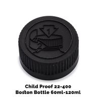 Kapsyl till Bärnstensfärgad Boston-flaska Barnsäker 22mm (120ml) - Svart Plast