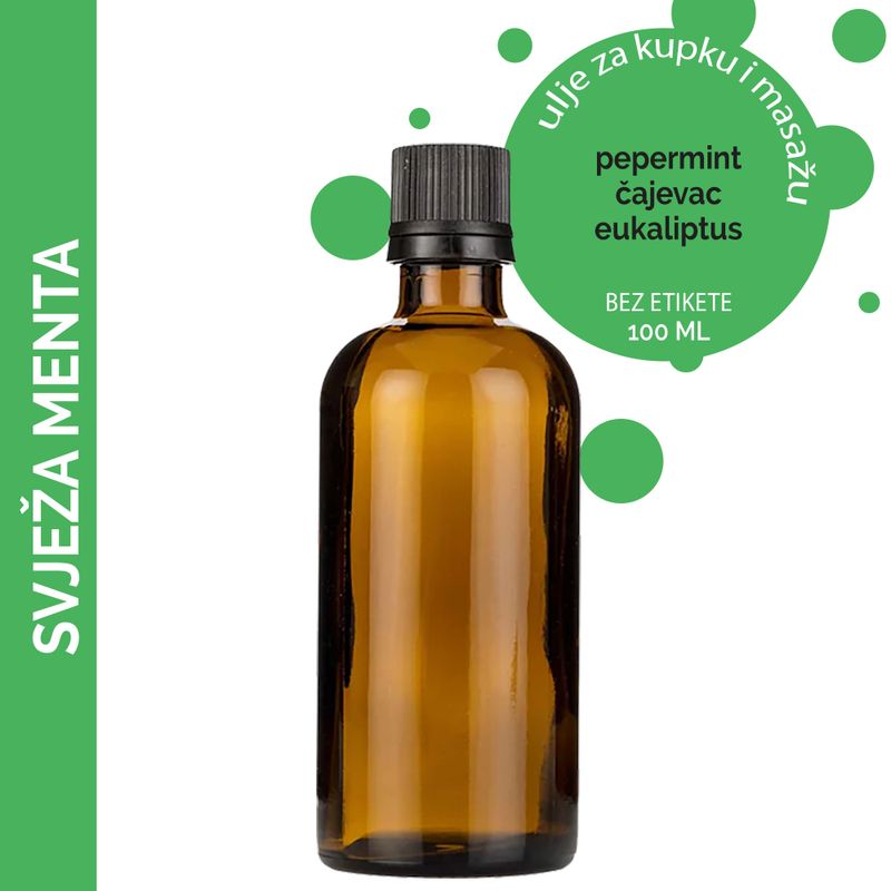 Färsk Pepparmynta Massageolja - 100ml - Utan Etikett