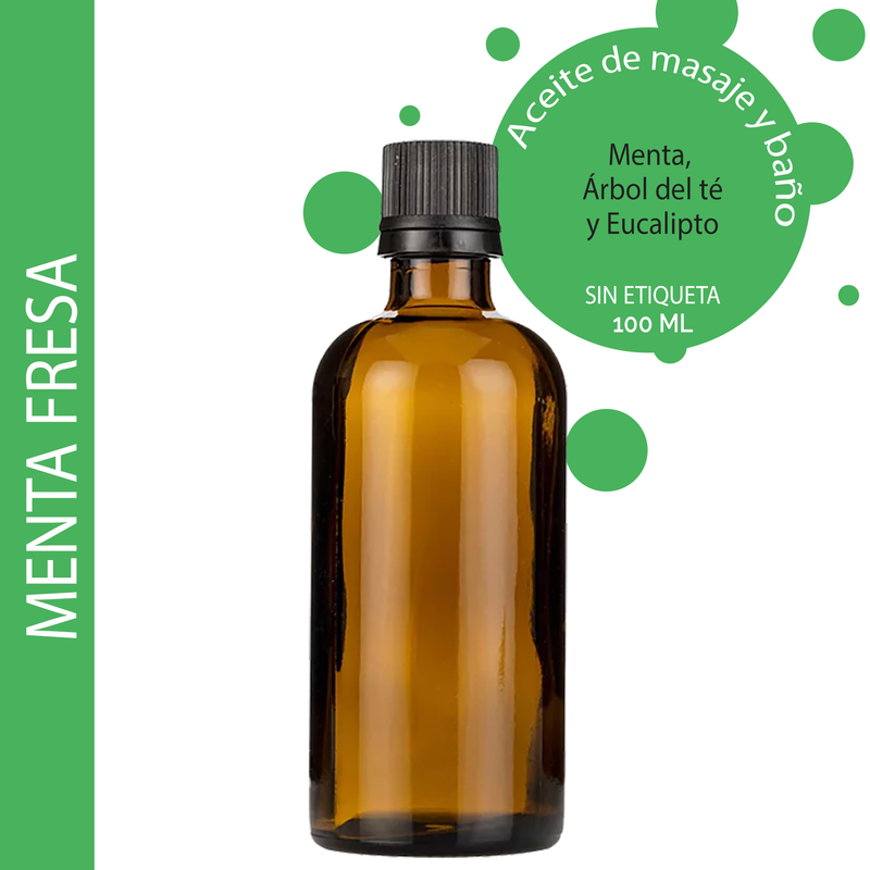 Färsk Pepparmynta Massageolja - 100ml - Utan Etikett
