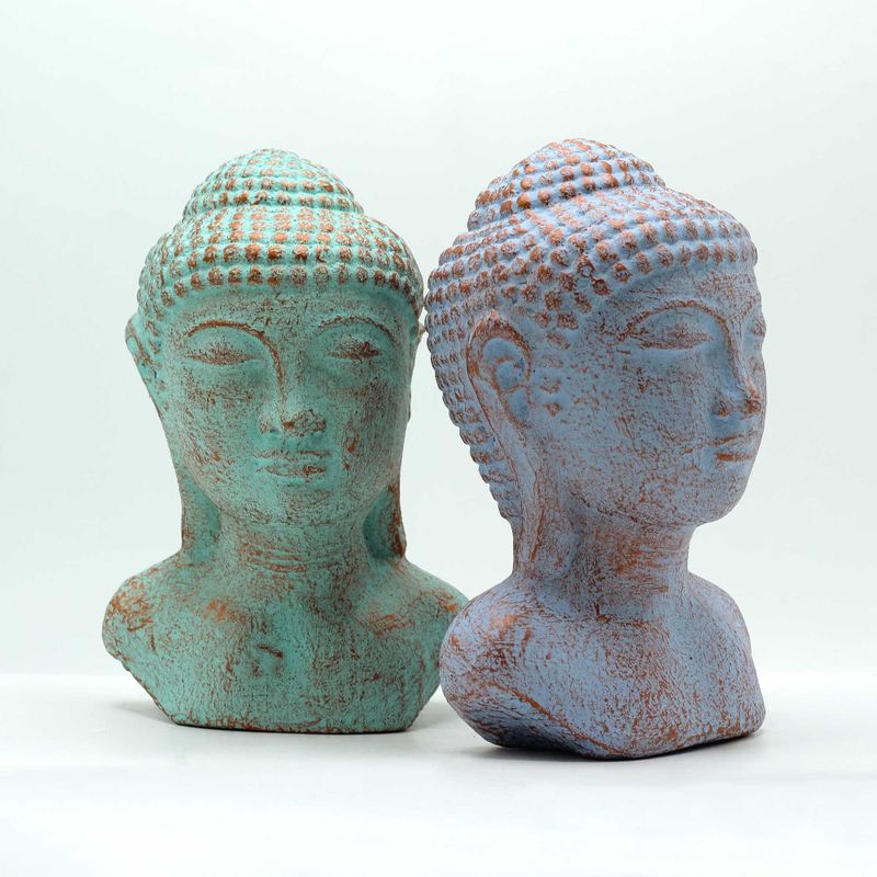 Buddhahuvud i Lugn - Grön Koppar