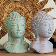 Buddhahuvud i Lugn - Grön Koppar