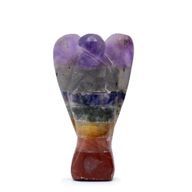 Mini Handsnidad Ädelstensängel - Sju Chakra Bandad (ca 3.5cm)