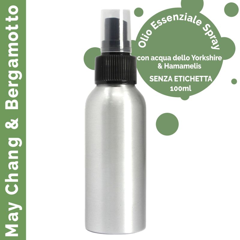 100ml Rumsspray med Eteriska Oljor - May Chang & Bergamott - Utan Etikett