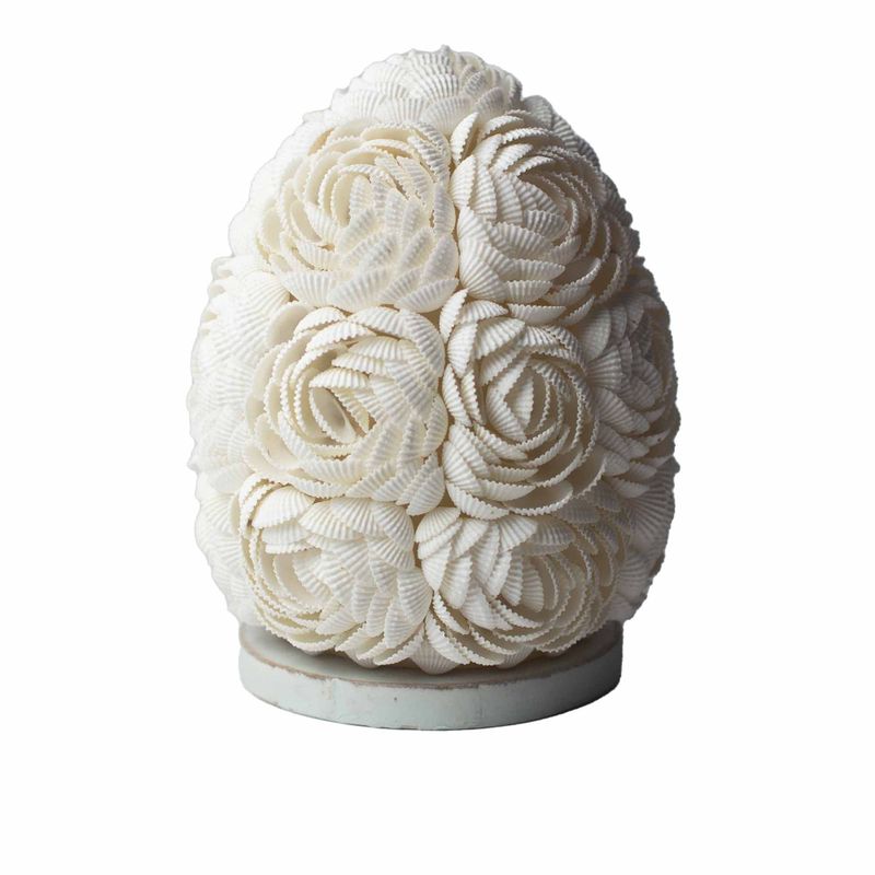 Snäckskalslampa - Oval med Rosor - 15cm