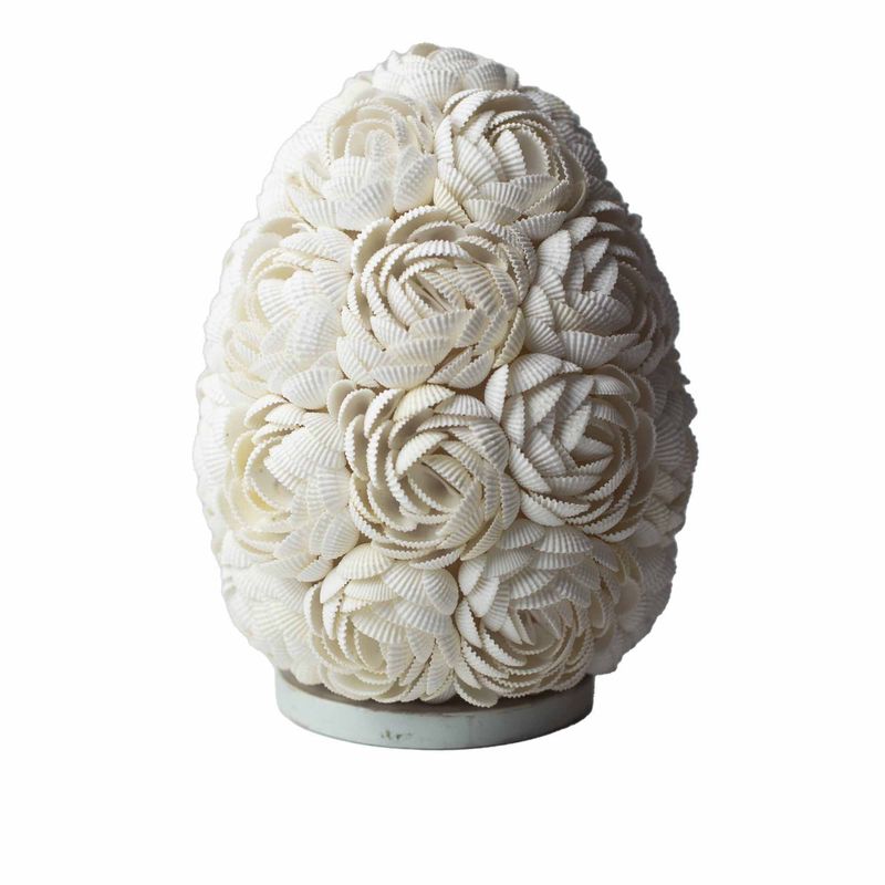 Snäckskalslampa - Oval med Rosor - 20cm