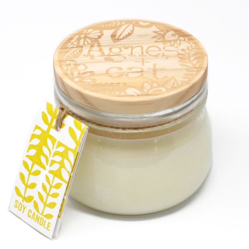 180g Presentförpackat Sojavaxljus i Glasburk - Citrus