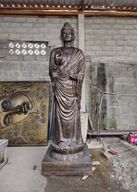 Lång Buddhastaty i Antik Guld - Stående - 3m