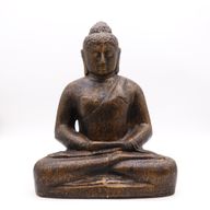 Medelstor Klassisk Buddhastaty i Antik Guld - 0.5m