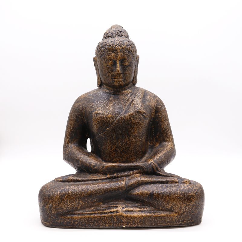 Medelstor Klassisk Buddhastaty i Antik Guld - 0.5m