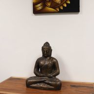 Medelstor Klassisk Buddhastaty i Antik Guld - 0.5m