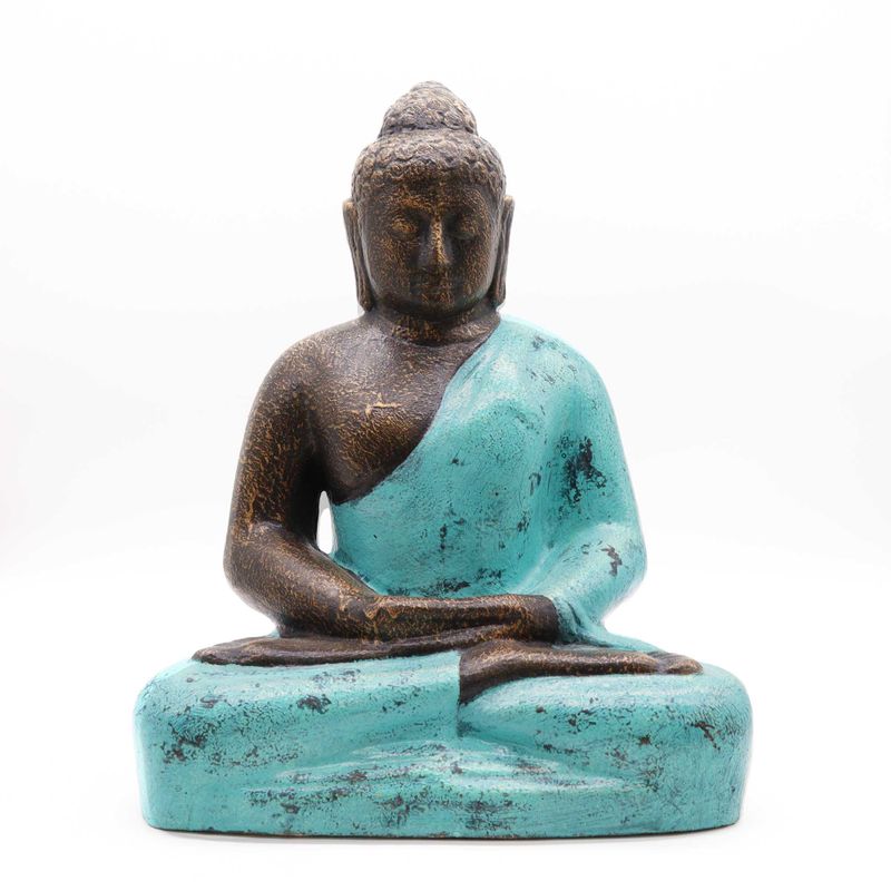 Medelstor Klassisk Buddhastaty i Turkos & Sten - 0.5m