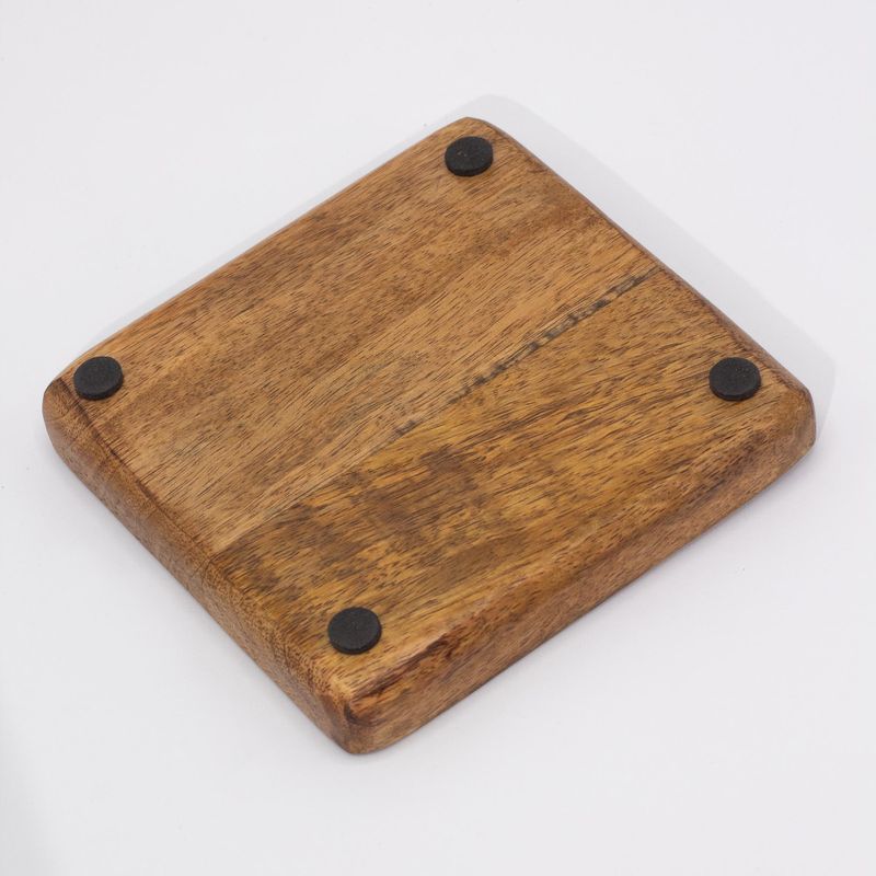 Stor Emaljerad Fyrkantig Smyckesbricka 15x15x2.5cm - Svamp-design Blå