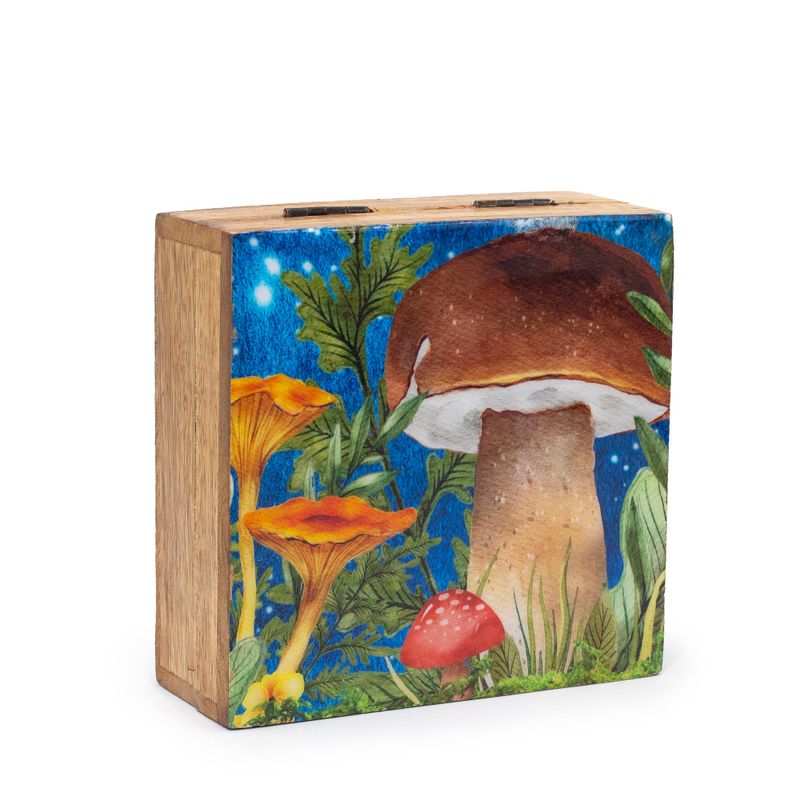Medelstor Emaljerad Fyrkantig Ask 13.5x13.5x6cm - Svamp-design Blå