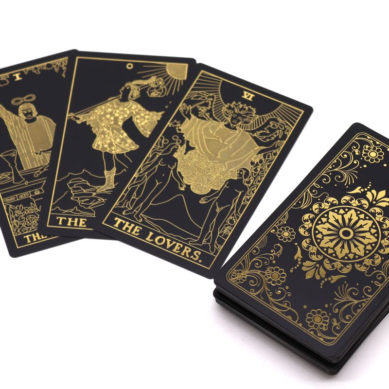 Guldfolierad Tarotset med Bok - Presentbox
