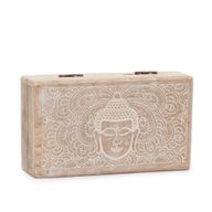 Medelstor Rektangulär Ask 17x10x4.2cm - Buddhas Ansikte - Vittvättad
