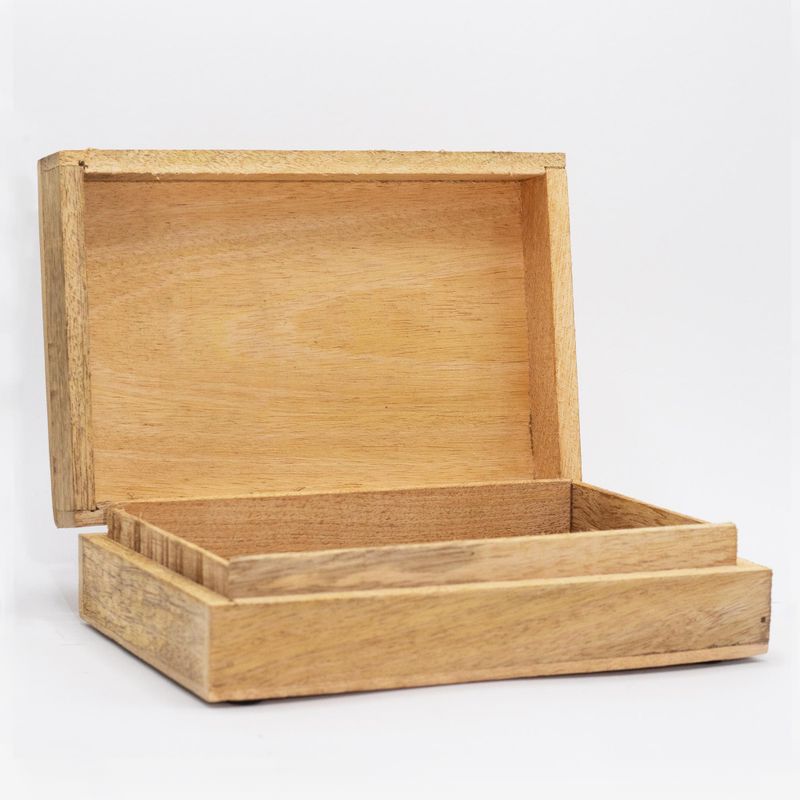 Stor Rektangulär Ask 21.5x14x6.3cm - Hamsa - Vittvättad