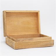 Stor Rektangulär Ask 21.5x14x6.3cm - Hamsa - Vittvättad