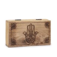 Medelstor Rektangulär Ask 17x10x4.2cm - Hamsa - Svart Graverad