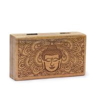 Medelstor Rektangulär Ask 17x10x4.2cm - Buddhas Ansikte - Svart Graverad