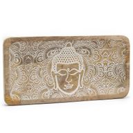 Lång Bricka 30x15x2.5cm - Buddhas Ansikte - Vittvättad