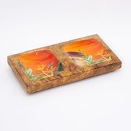Emaljerad Dubbel Smyckesbricka 20x10x2.5cm - Svamp-design Kastanjebrun