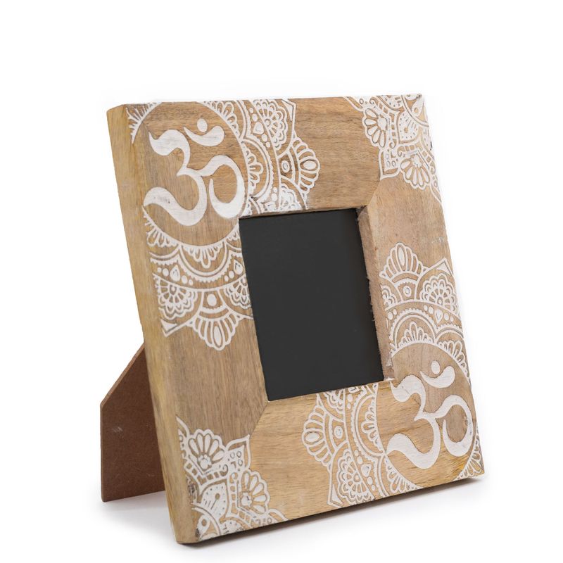 Liten Fotoram i Mangoträ (till 10x10cm) 20x20x2cm - Mandala - Vit