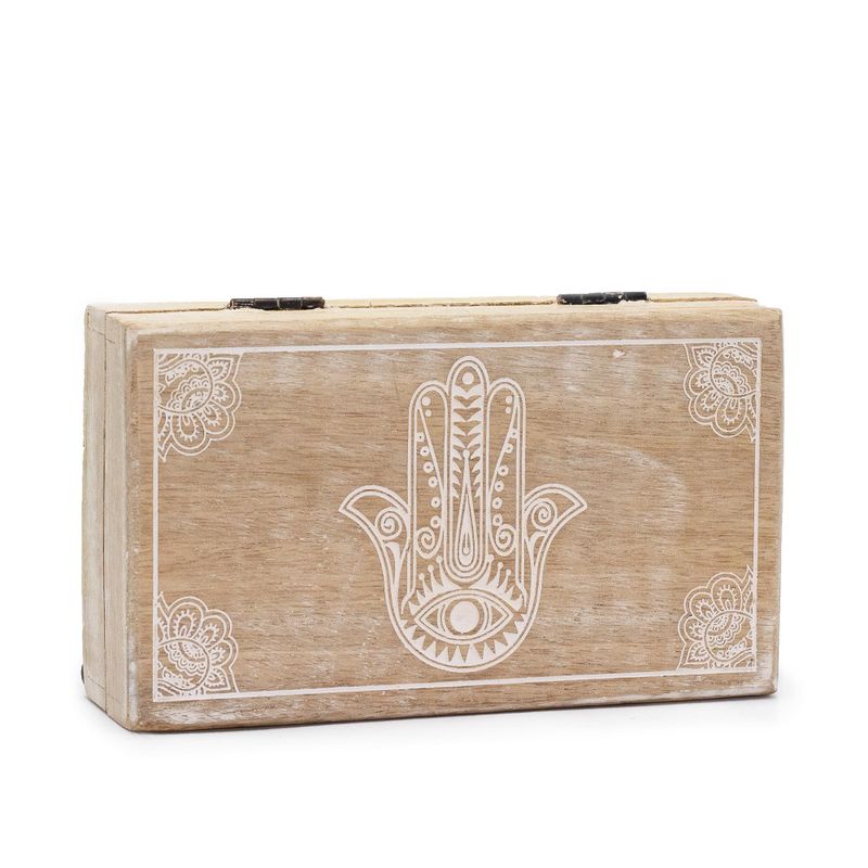 Medelstor Rektangulär Ask 17x10x4.2cm - Hamsa - Vittvättad