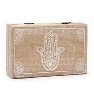 Stor Rektangulär Ask 21.5x14x6.3cm - Hamsa - Vittvättad