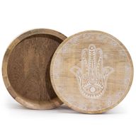 Stor Rund Ask 17.5x7.5cm - Hamsa - Vittvättad