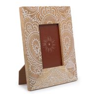 Medelstor Fotoram i Mangoträ (till 10x15cm) 26x20x2cm - Buddha - Vit
