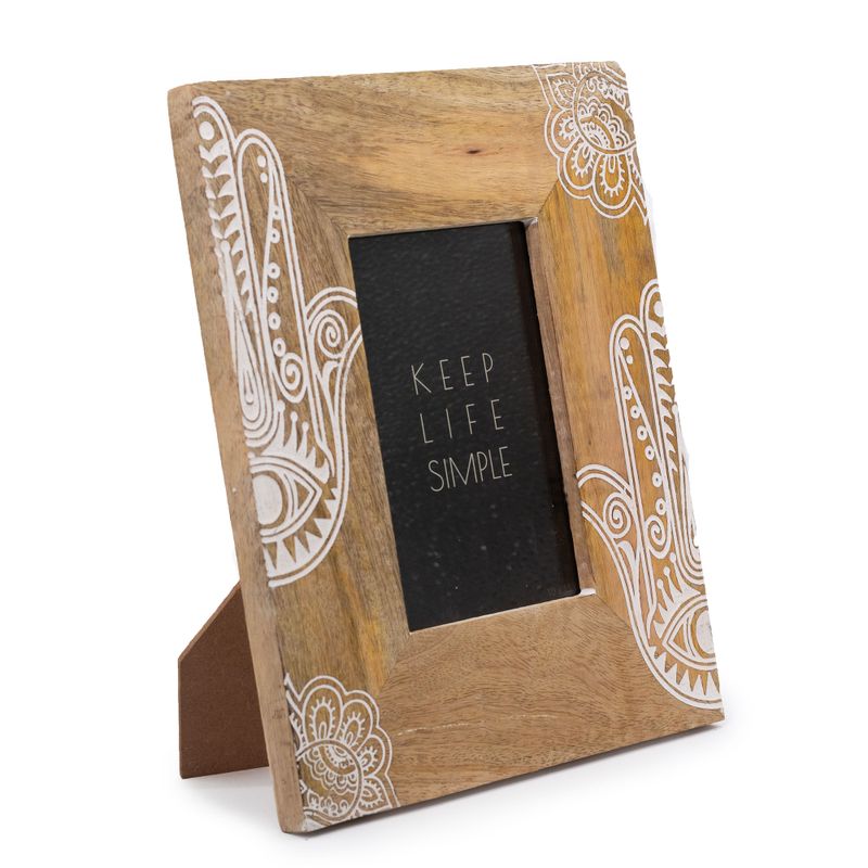 Medelstor Fotoram i Mangoträ (till 10x15cm) 26x20x2cm - Hamsa - Vit