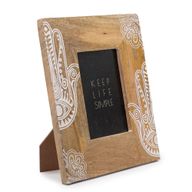 Medelstor Fotoram i Mangoträ (till 10x15cm) 26x20x2cm - Hamsa - Vit