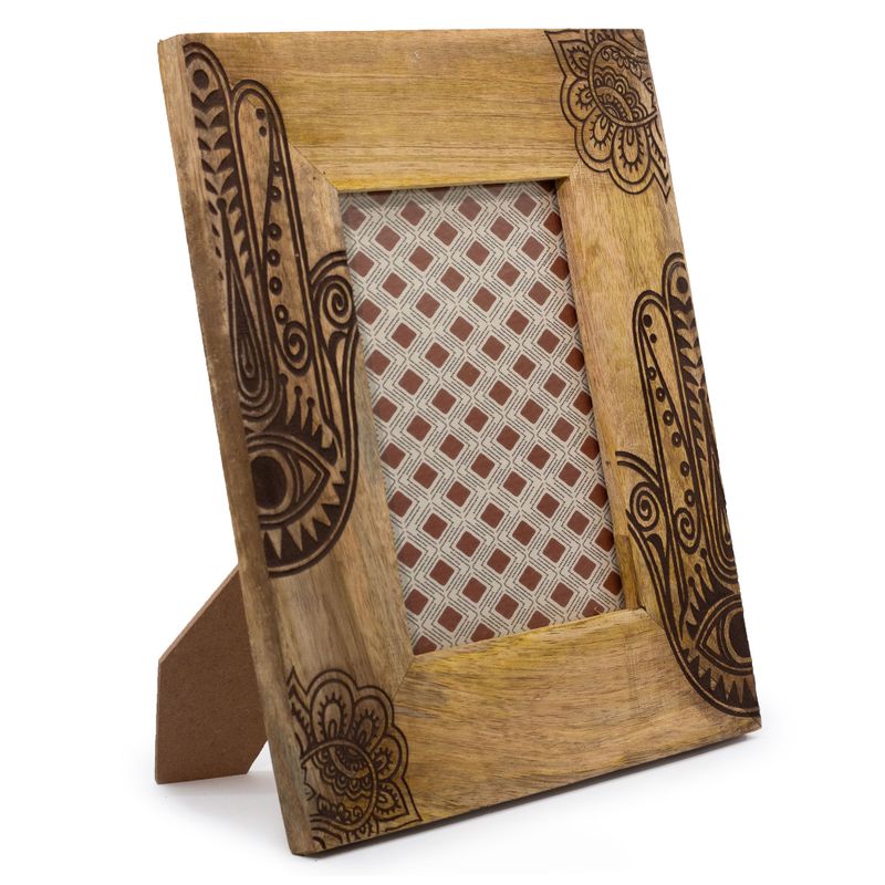 Stor Fotoram i Mangoträ (till 13x18cm) 28x23x2cm - Hamsa - Svart