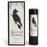 Raven's Remedy antikt häxritualljus och matchande presentförpackning, frontal vy