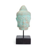 Buddhahuvud i Stillhet på Stativ - Grön Koppar