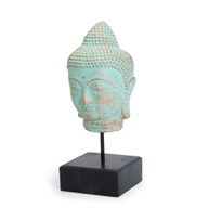 Buddhahuvud i Stillhet på Stativ - Grön Koppar