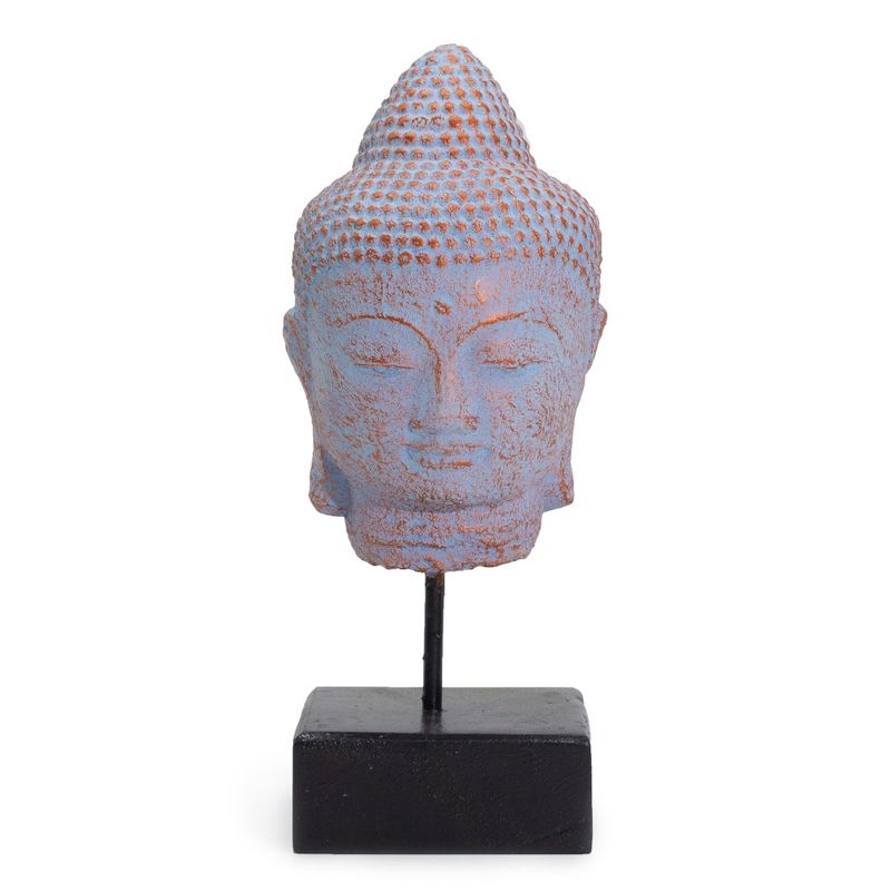 Buddhahuvud i Stillhet på Stativ - Blå Koppar