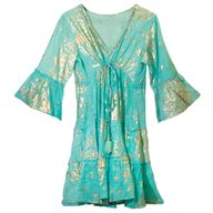Nomad Sari Klänning M/L - Turkos & Guld Korallmotiv