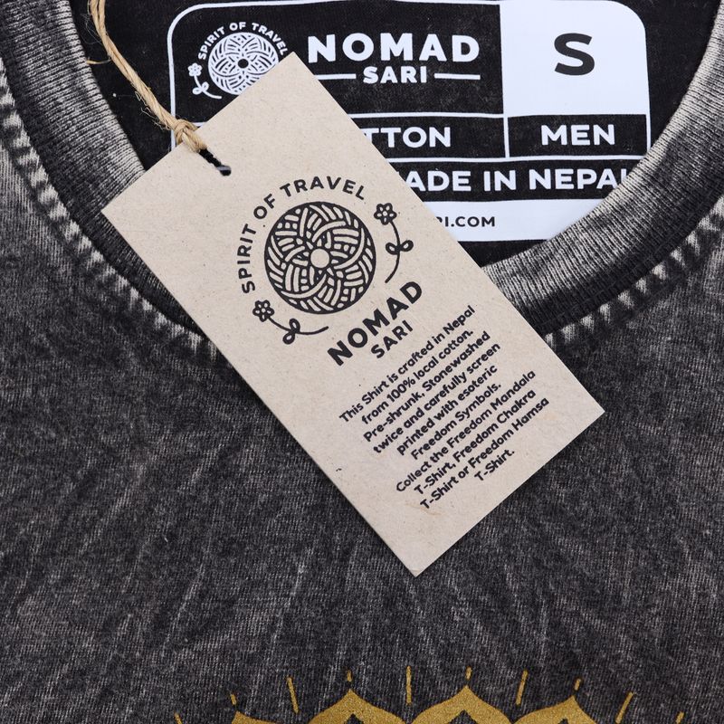 Stentvättad T-shirt (S) - Mandala - Mörkgrå