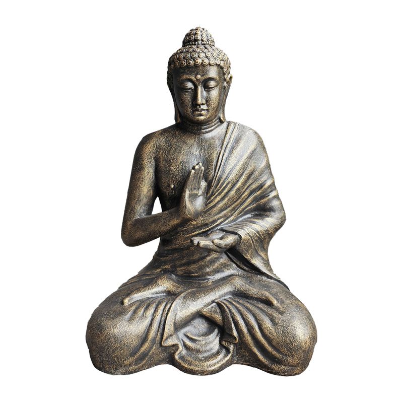 Stor Buddhastaty i Antik Guld - Meditation i Stupa - 1.5m